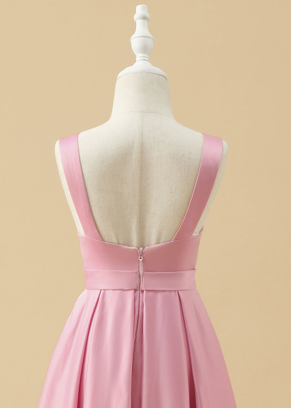 Boat Neck Satin A-line High Low Junior Bridesmaid Dress