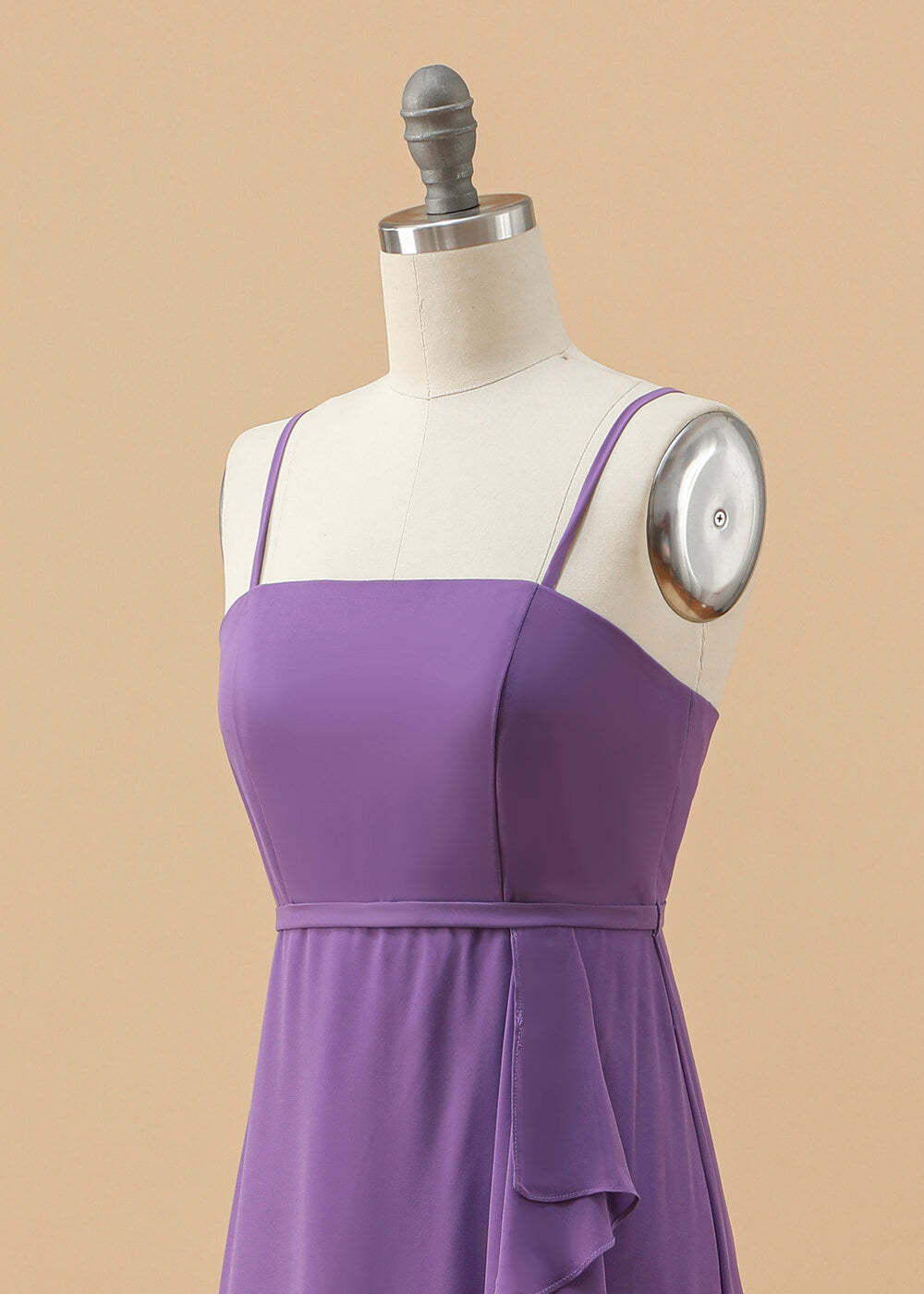 A-line Long Chiffon Spaghetti Strap Junior Bridesmaid Dress