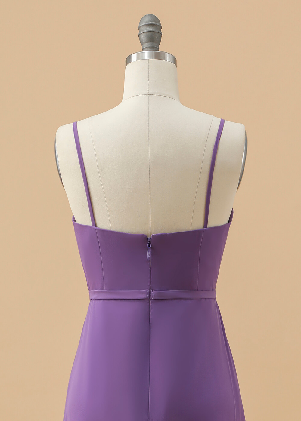 A-line Long Chiffon Spaghetti Strap Junior Bridesmaid Dress