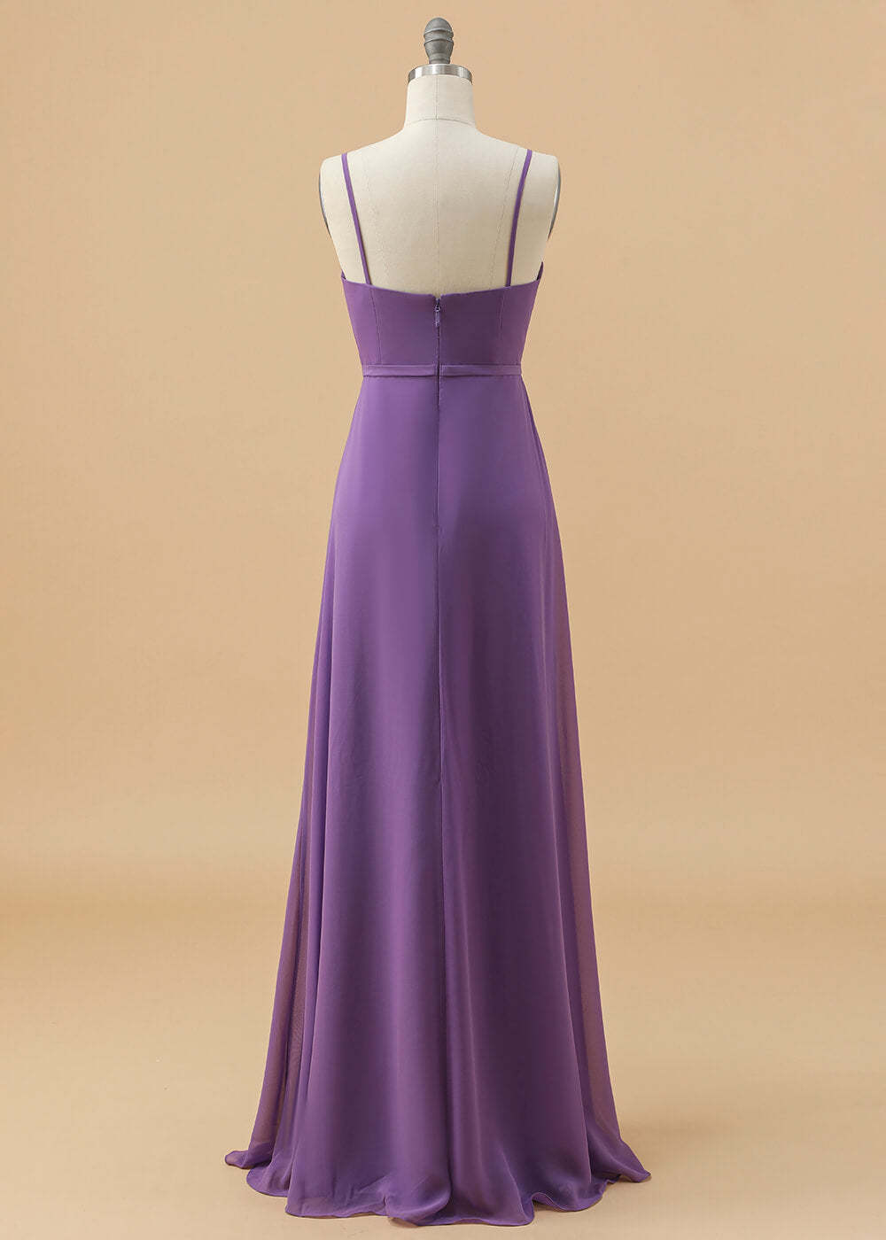 A-line Long Chiffon Spaghetti Strap Junior Bridesmaid Dress