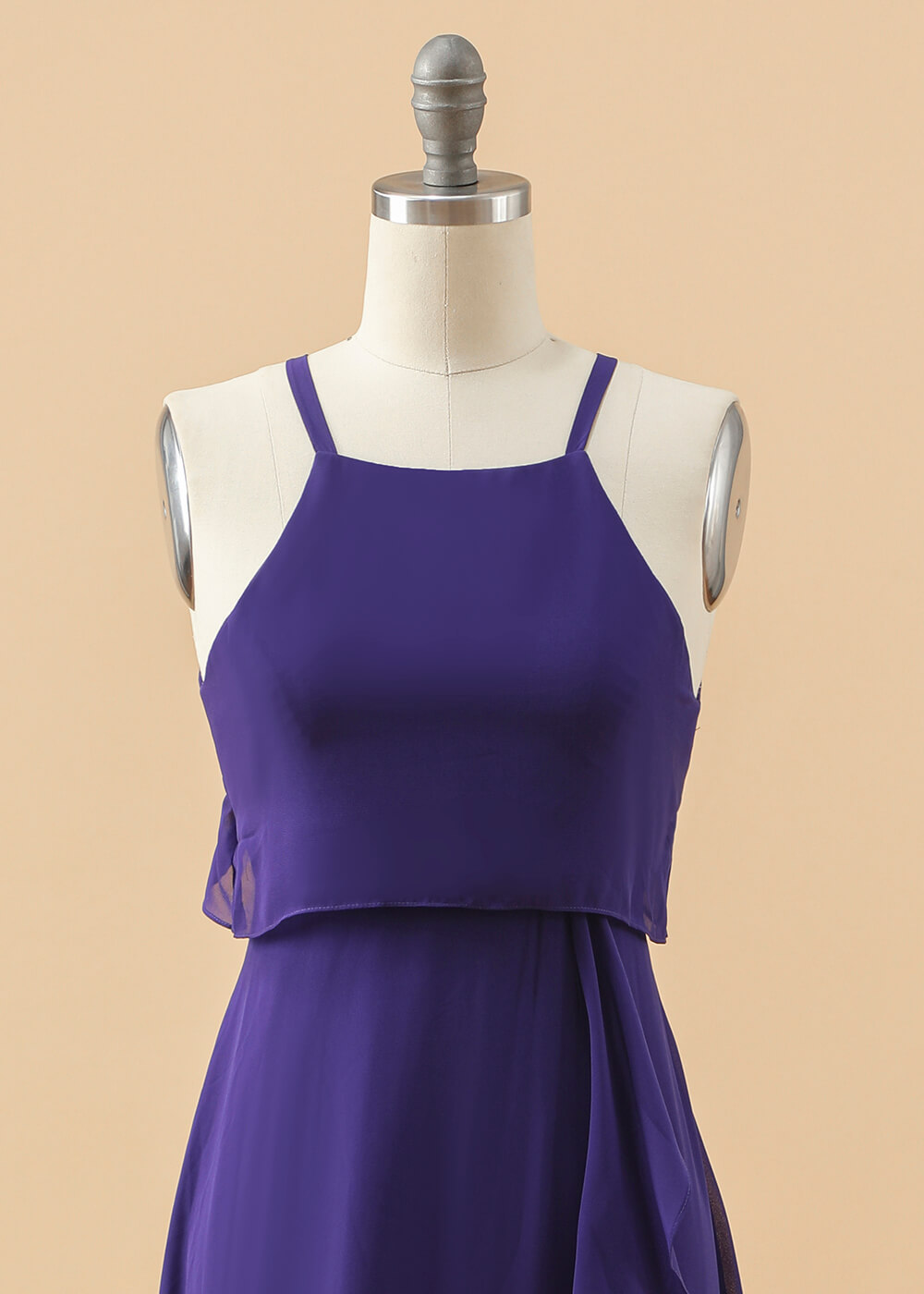 Halter Neck Open Back Chiffon Junior Bridesmaid Dress