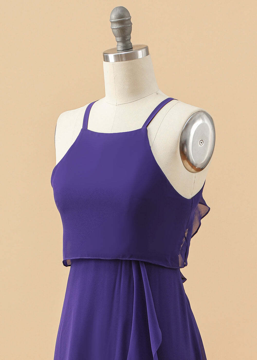 Halter Neck Open Back Chiffon Junior Bridesmaid Dress