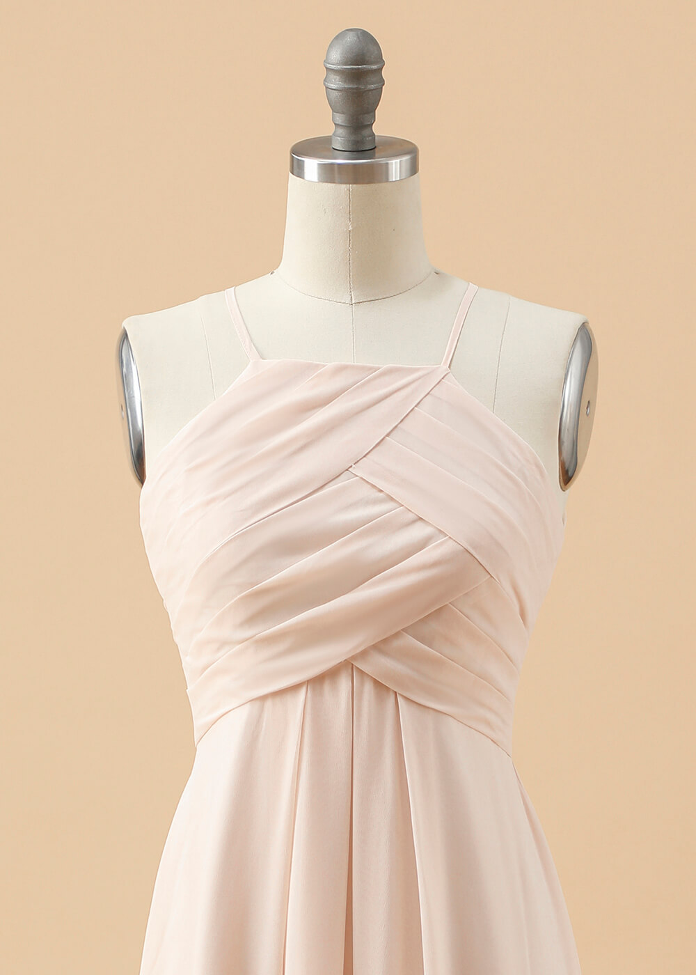 Halter Neck Pleated Chiffon Junior Bridesmaid Dress