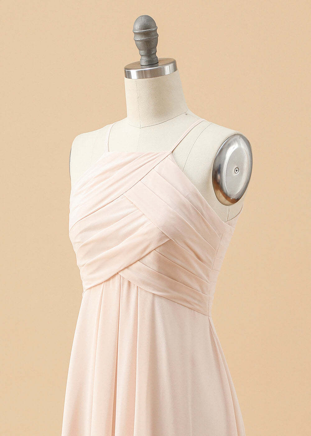 Halter Neck Pleated Chiffon Junior Bridesmaid Dress