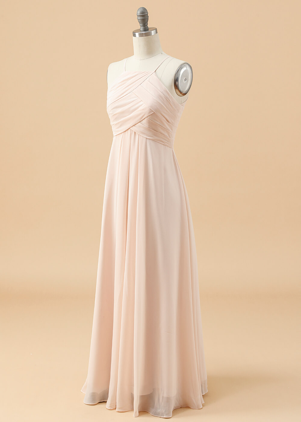 Halter Neck Pleated Chiffon Junior Bridesmaid Dress
