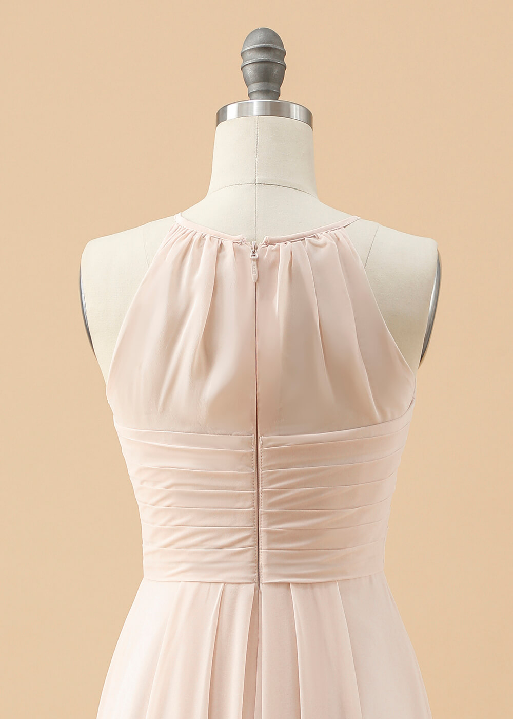 Halter Neck Pleated Chiffon Junior Bridesmaid Dress