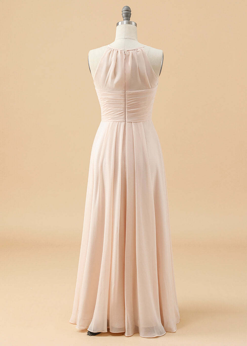 Halter Neck Pleated Chiffon Junior Bridesmaid Dress