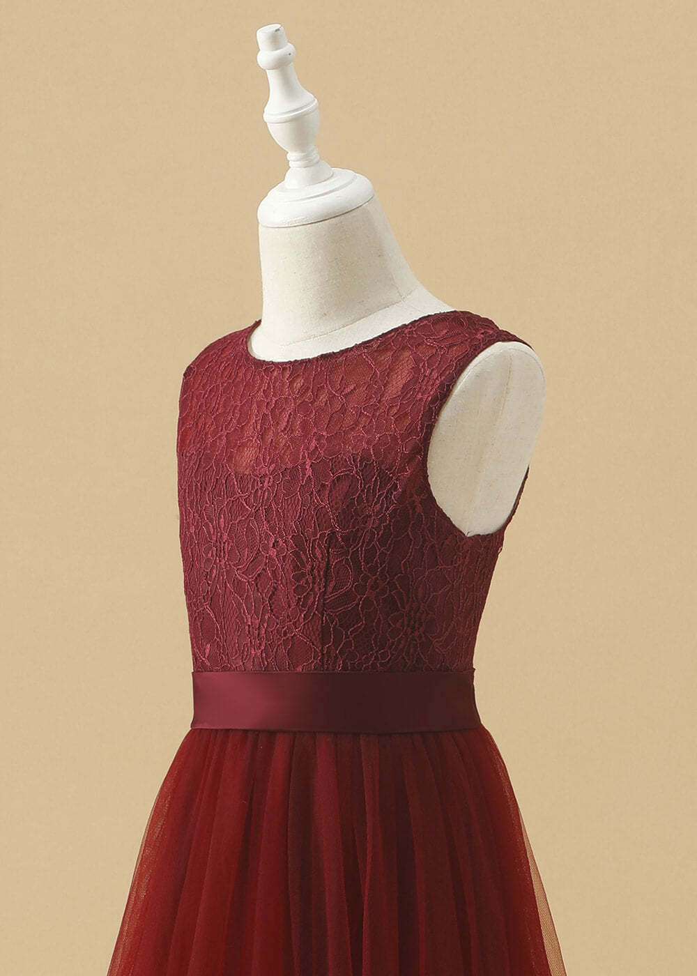 A-line Lace Bodice Tulle Junior Bridesmaid Dress
