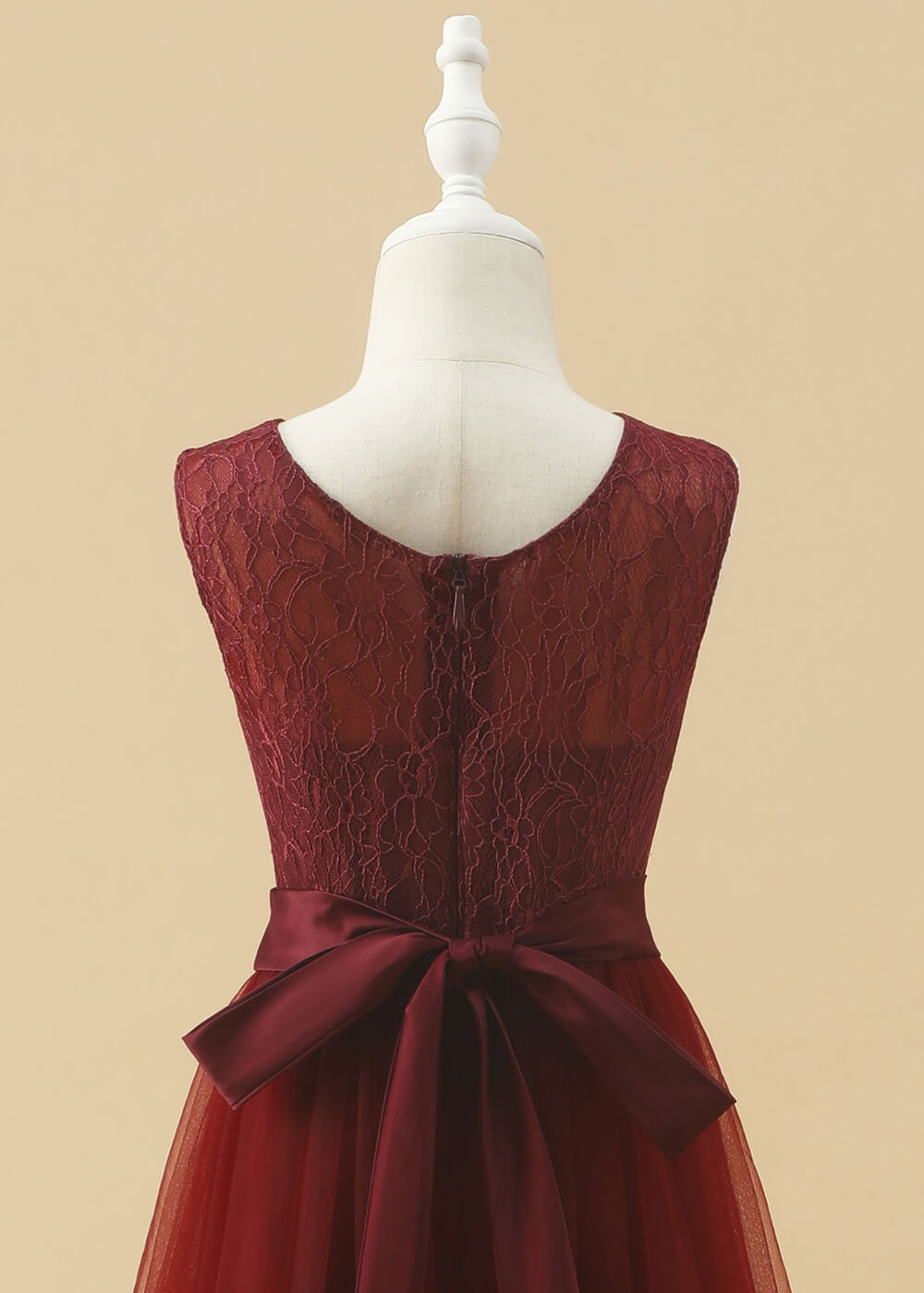 A-line Lace Bodice Tulle Junior Bridesmaid Dress