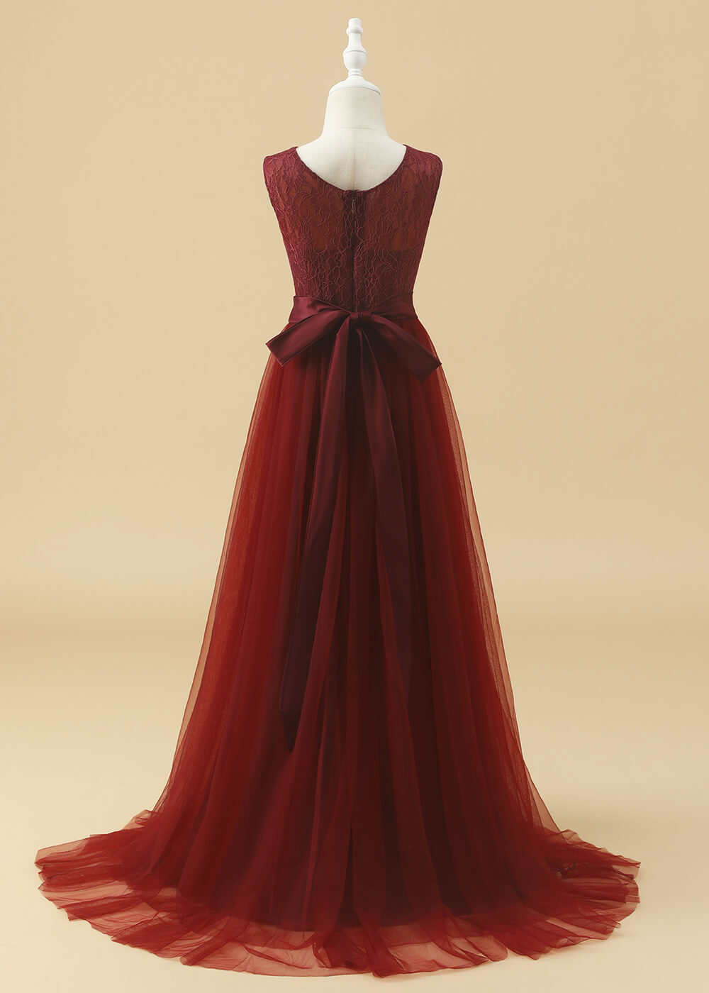 A-line Lace Bodice Tulle Junior Bridesmaid Dress