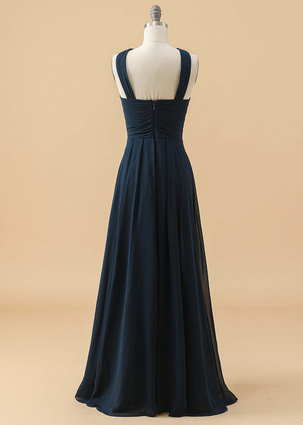 Pleated Halter Neck A-line Junior Bridesmaid Dress