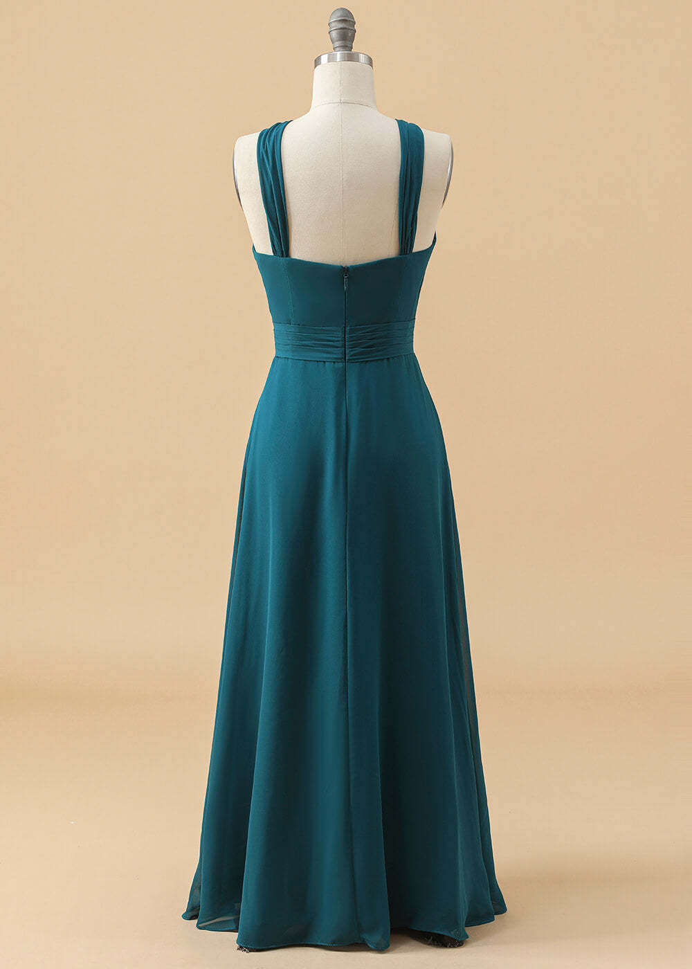 Long Halter Neck Pleated Chiffon Junior Bridesmaid Dress