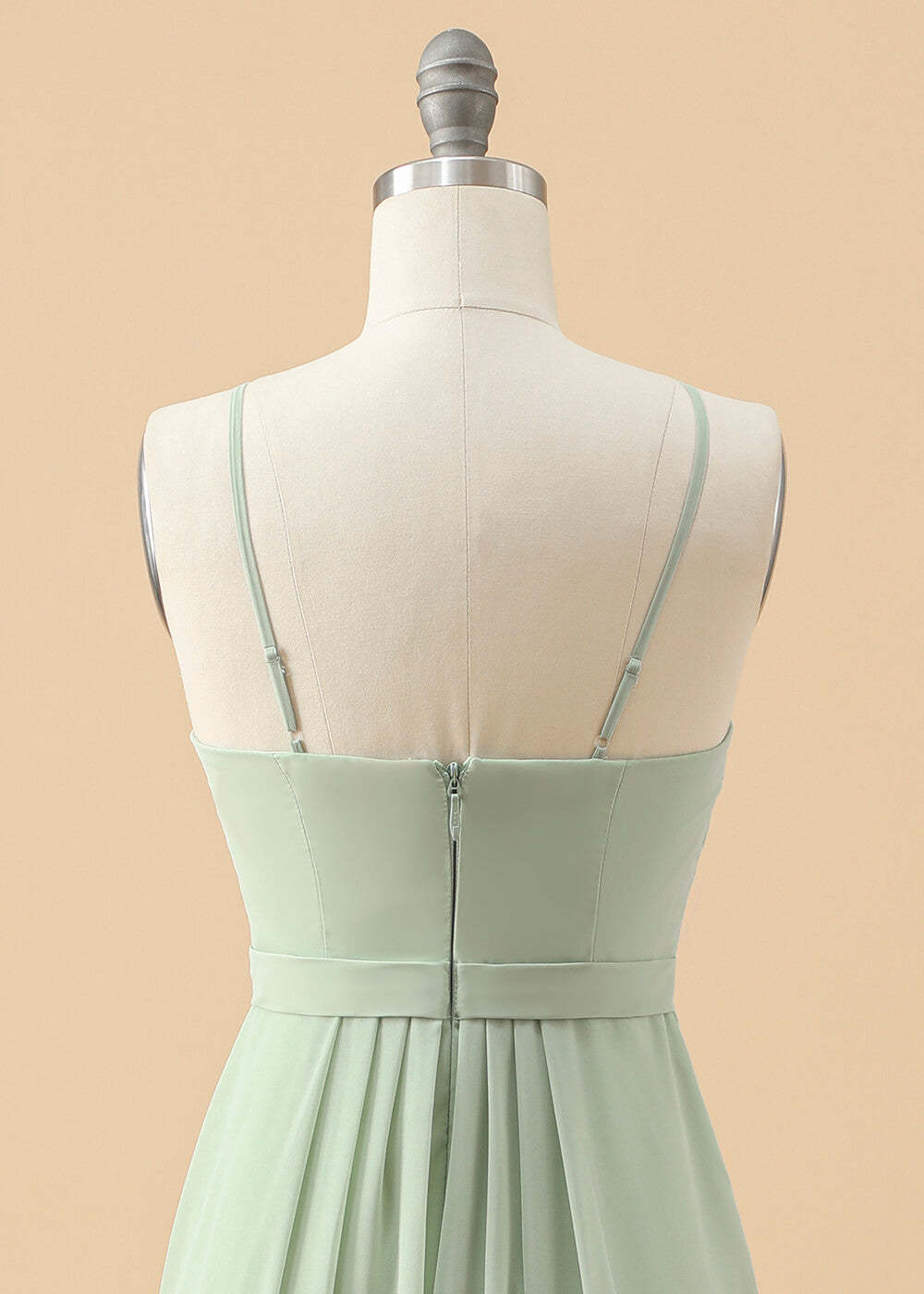 Boat Neck Strap Chiffon Junior Bridesmaid Dress