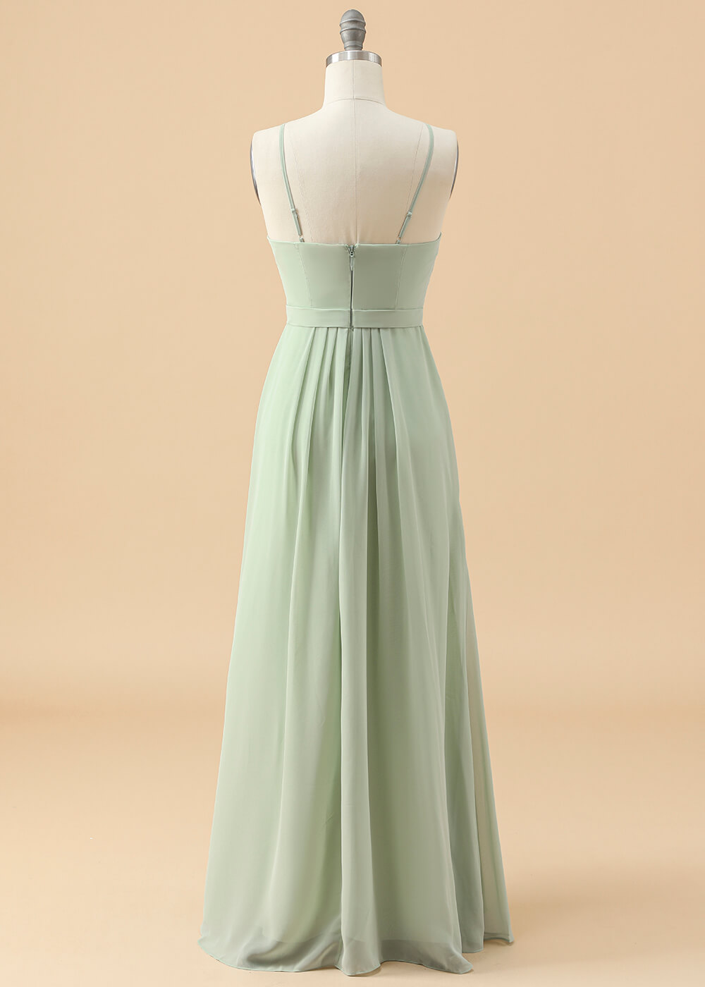 Boat Neck Strap Chiffon Junior Bridesmaid Dress
