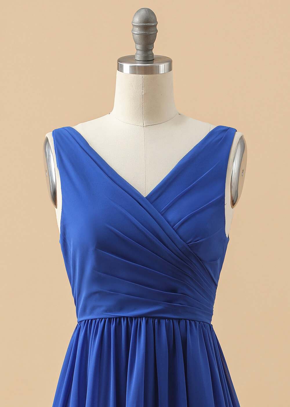 V-Neck Pleated V-back Chiffon Junior Bridesmaid Dress