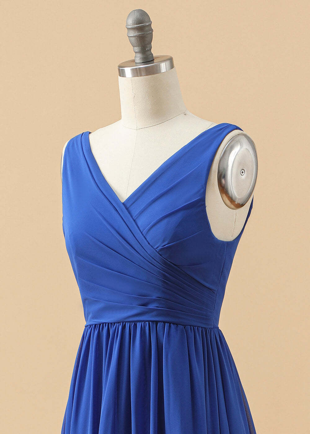 V-Neck Pleated V-back Chiffon Junior Bridesmaid Dress