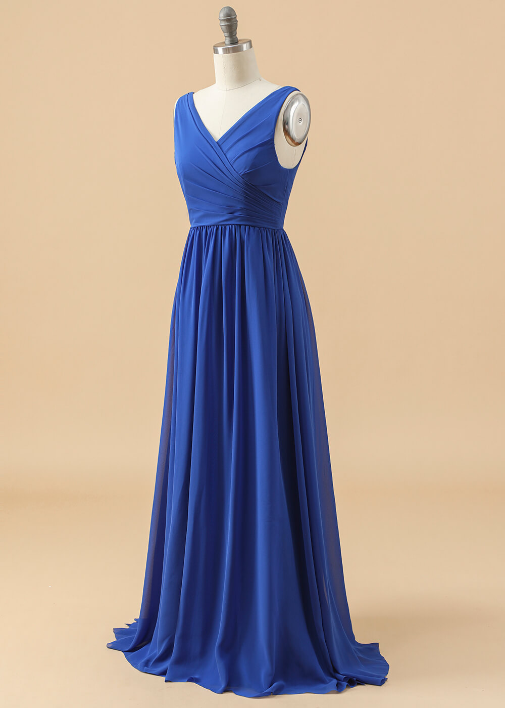 V-Neck Pleated V-back Chiffon Junior Bridesmaid Dress