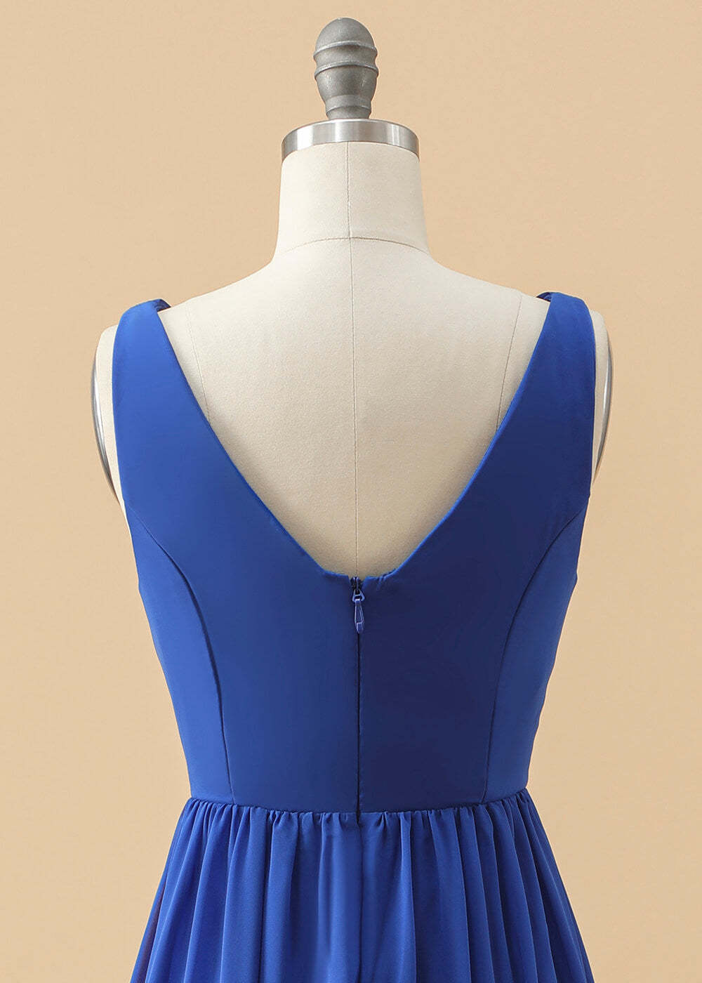 V-Neck Pleated V-back Chiffon Junior Bridesmaid Dress