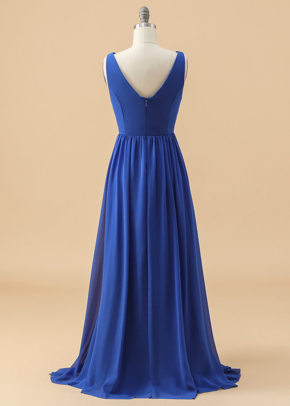 V-Neck Pleated V-back Chiffon Junior Bridesmaid Dress