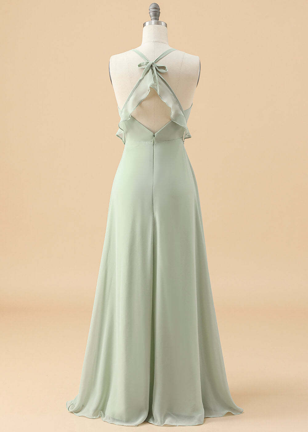 Halter Neck A-line Chiffon Junior Bridesmaid Dress