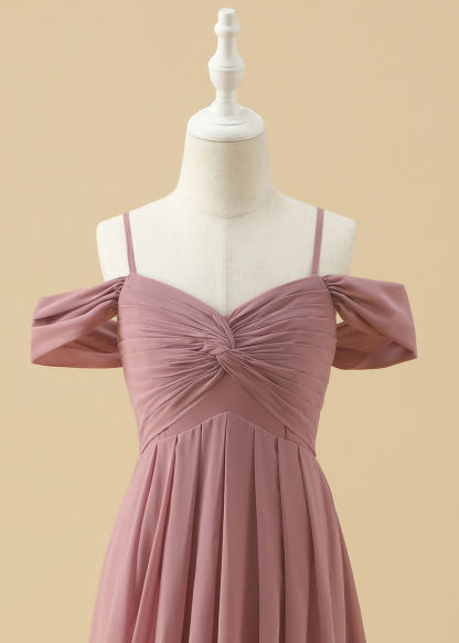 Chiffon A-line Off-the-Shoulder Maxi Junior Bridesmaid Dress
