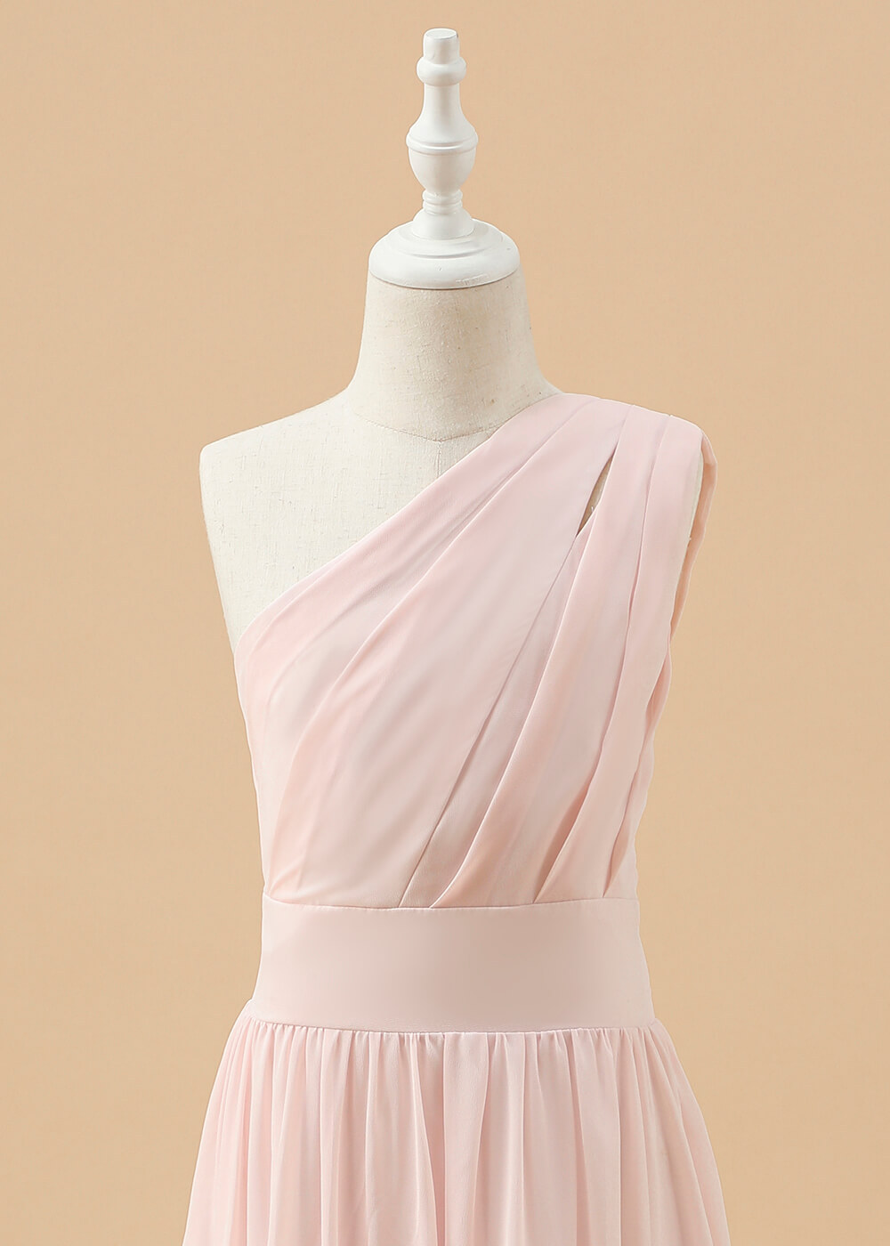 One Shoulder Chiffon Long Junior Bridesmaid Dress