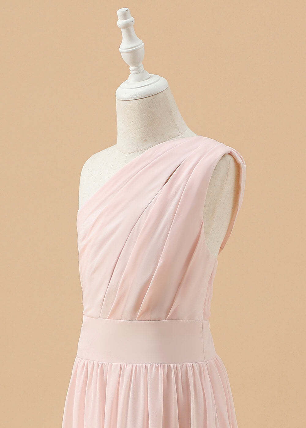 One Shoulder Chiffon Long Junior Bridesmaid Dress