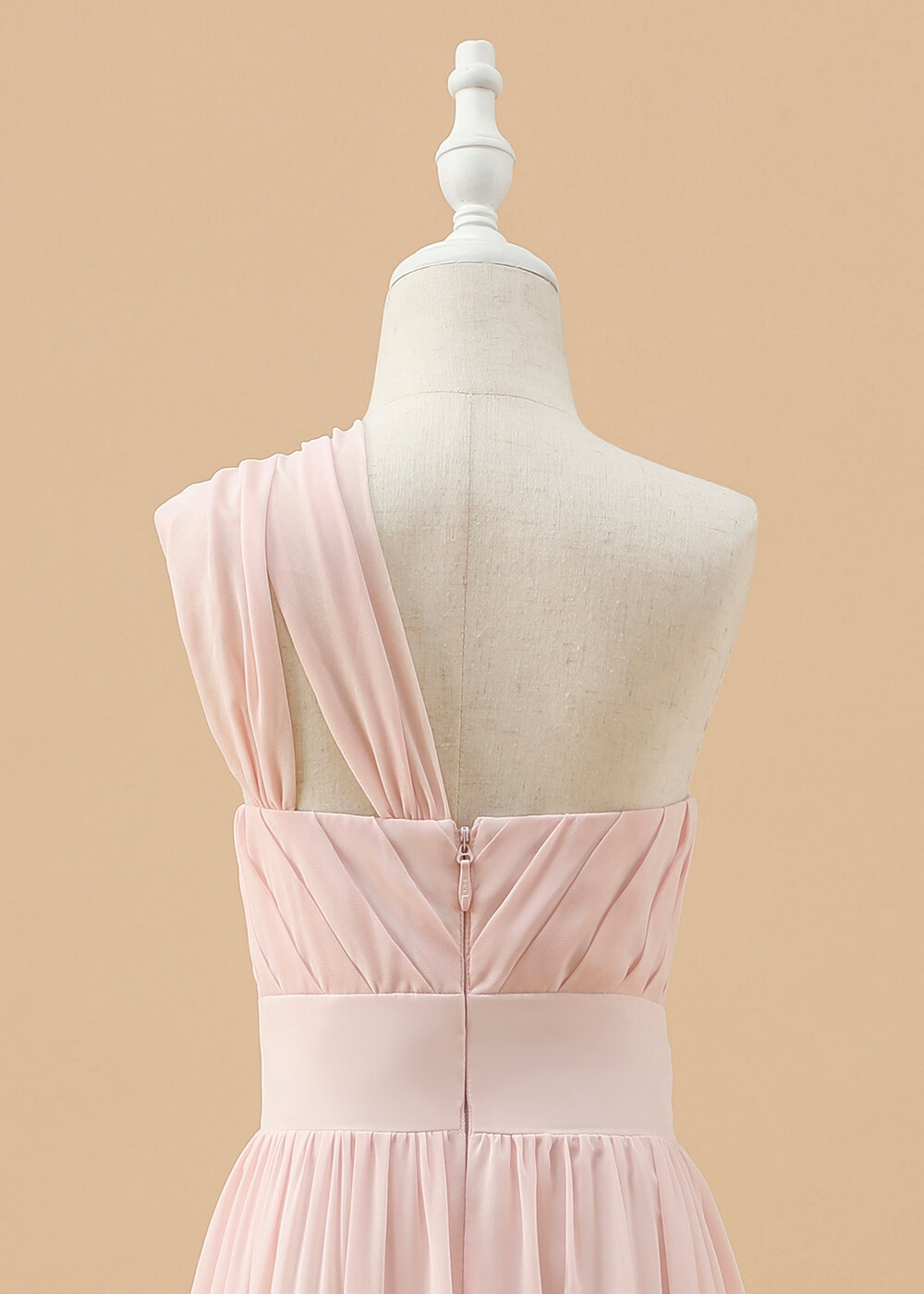 One Shoulder Chiffon Long Junior Bridesmaid Dress