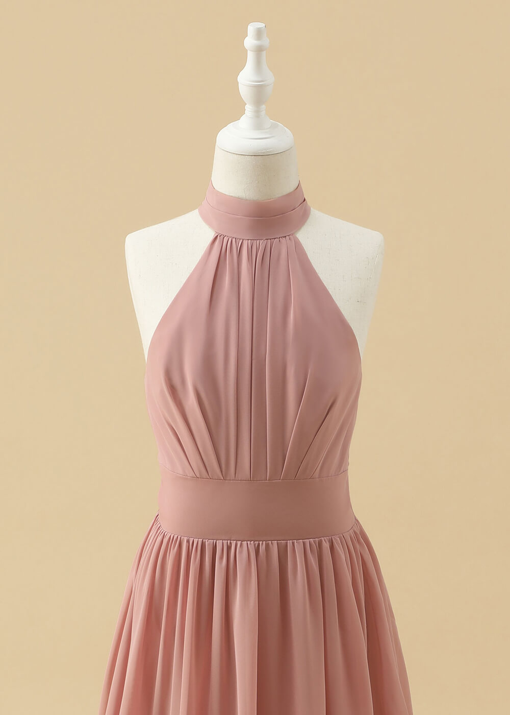 Halter Chiffon A-line Maxi Junior Bridesmaid Dress