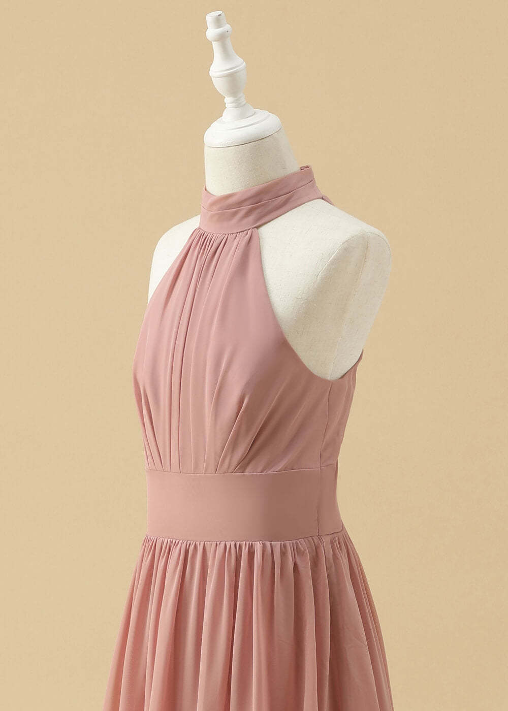 Halter Chiffon A-line Maxi Junior Bridesmaid Dress