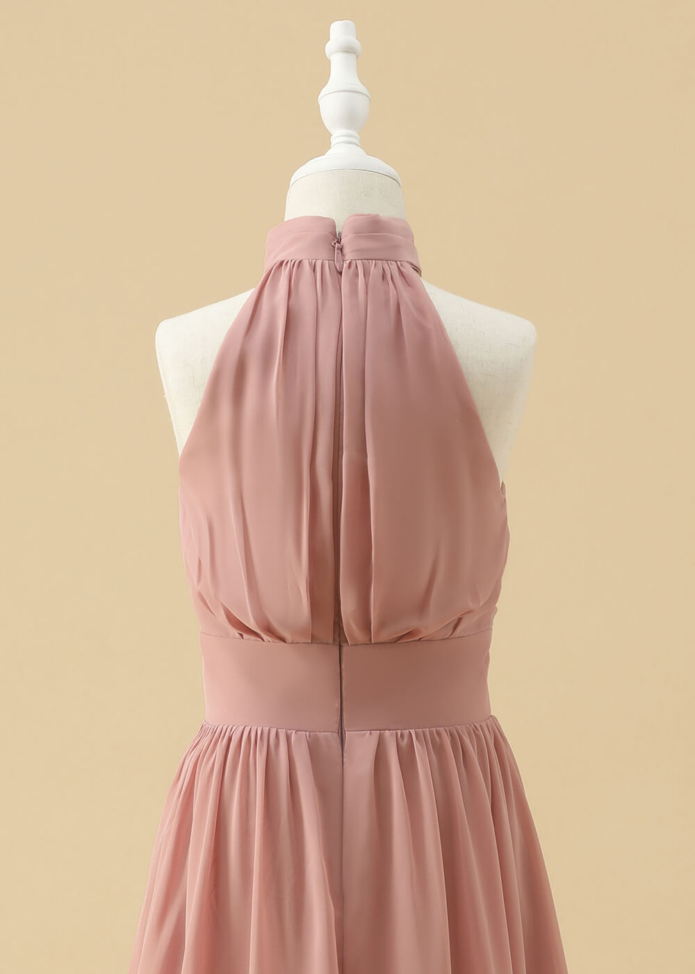 Halter Chiffon A-line Maxi Junior Bridesmaid Dress