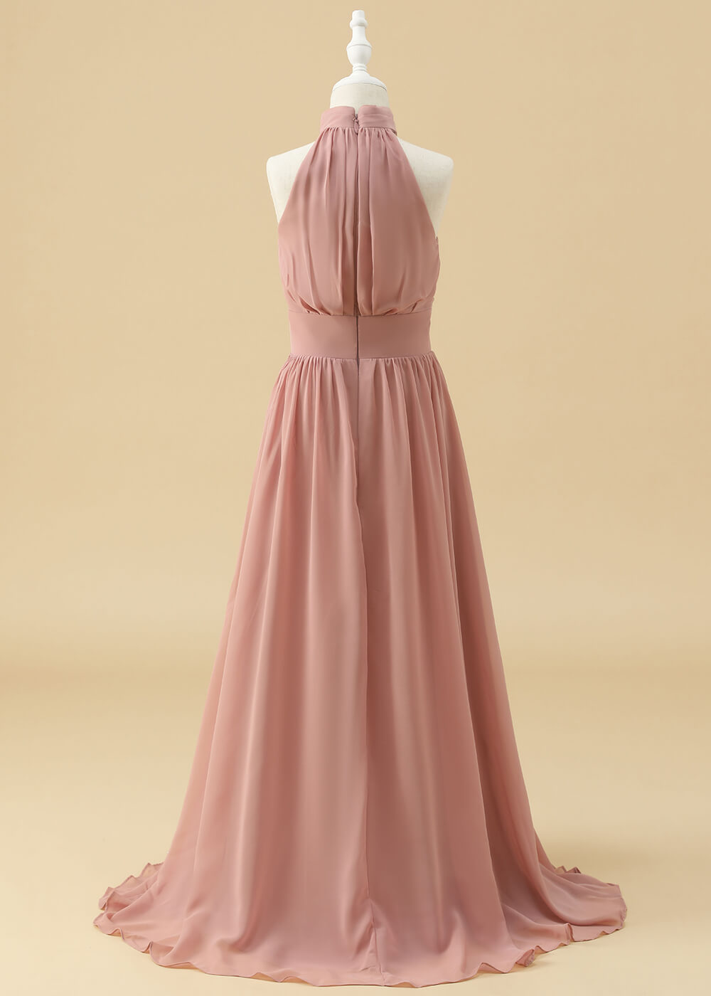 Halter Chiffon A-line Maxi Junior Bridesmaid Dress
