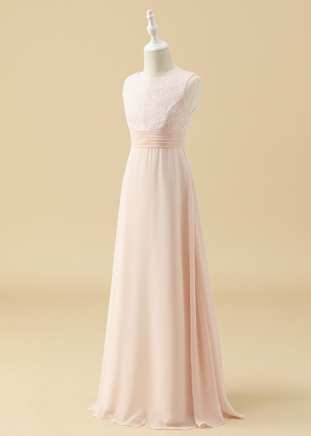 Boat Neck A-line Chiffon Maxi Junior Bridesmaid Dress
