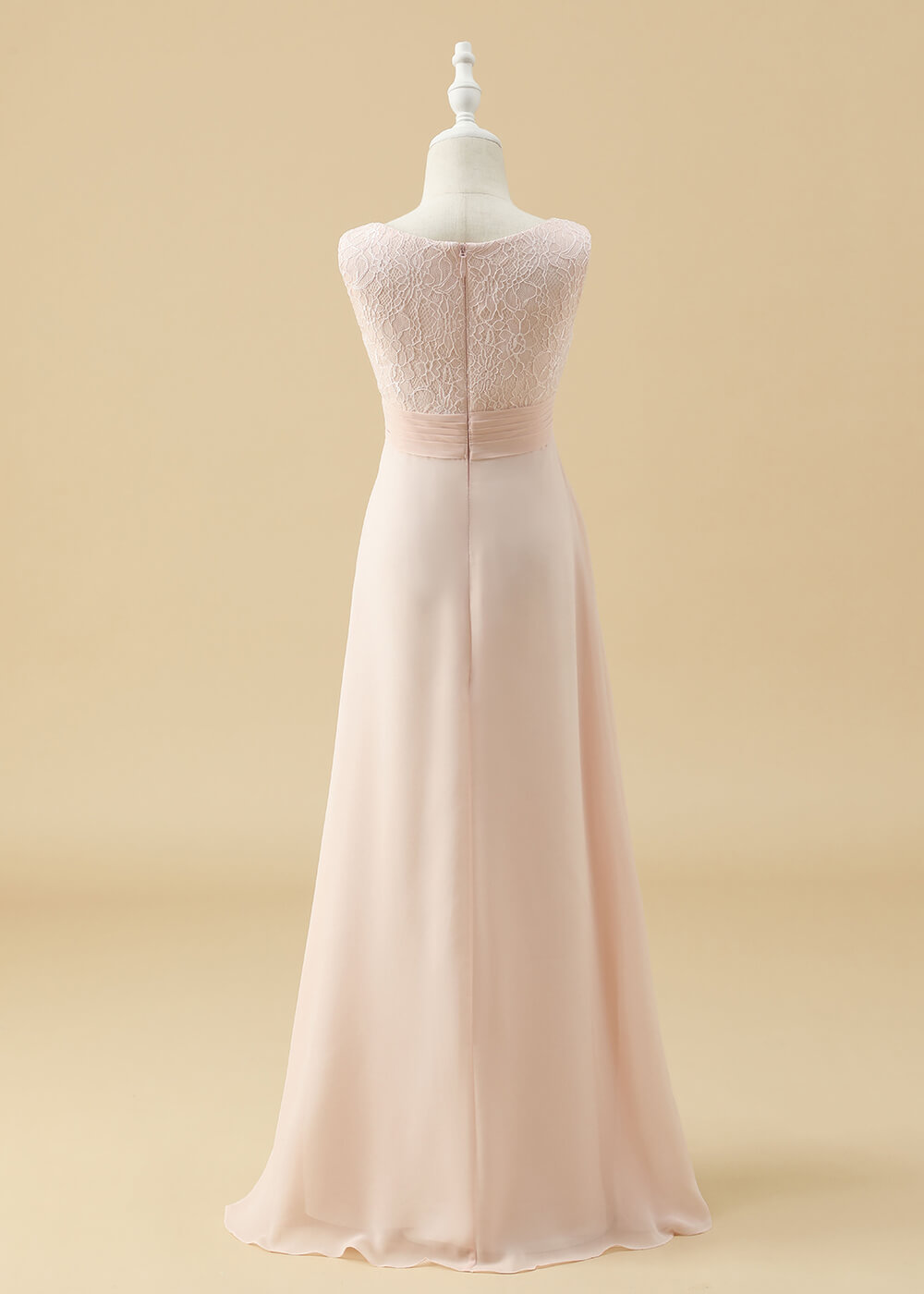 Boat Neck A-line Chiffon Maxi Junior Bridesmaid Dress