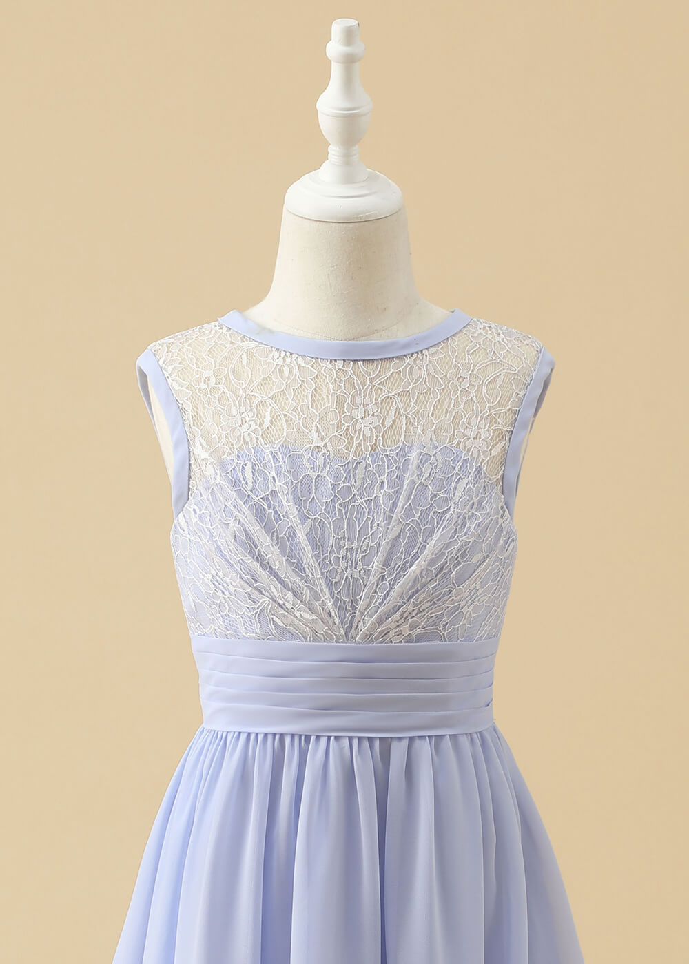 Boat Neck A-line Chiffon Midi Length Junior Bridesmaid Dress