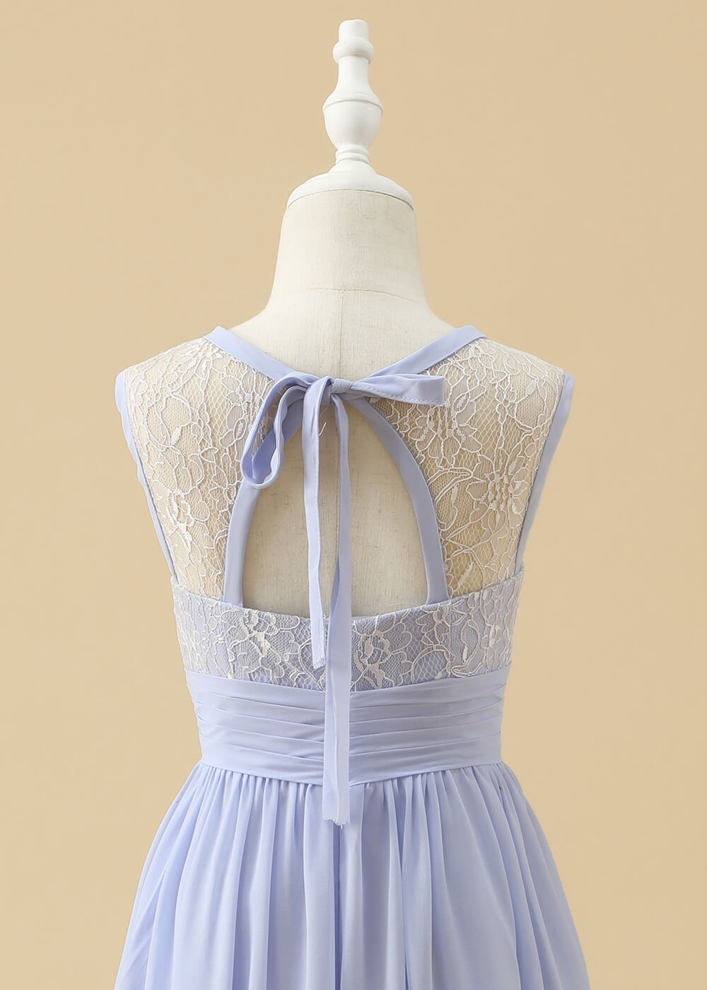 Boat Neck A-line Chiffon Midi Length Junior Bridesmaid Dress