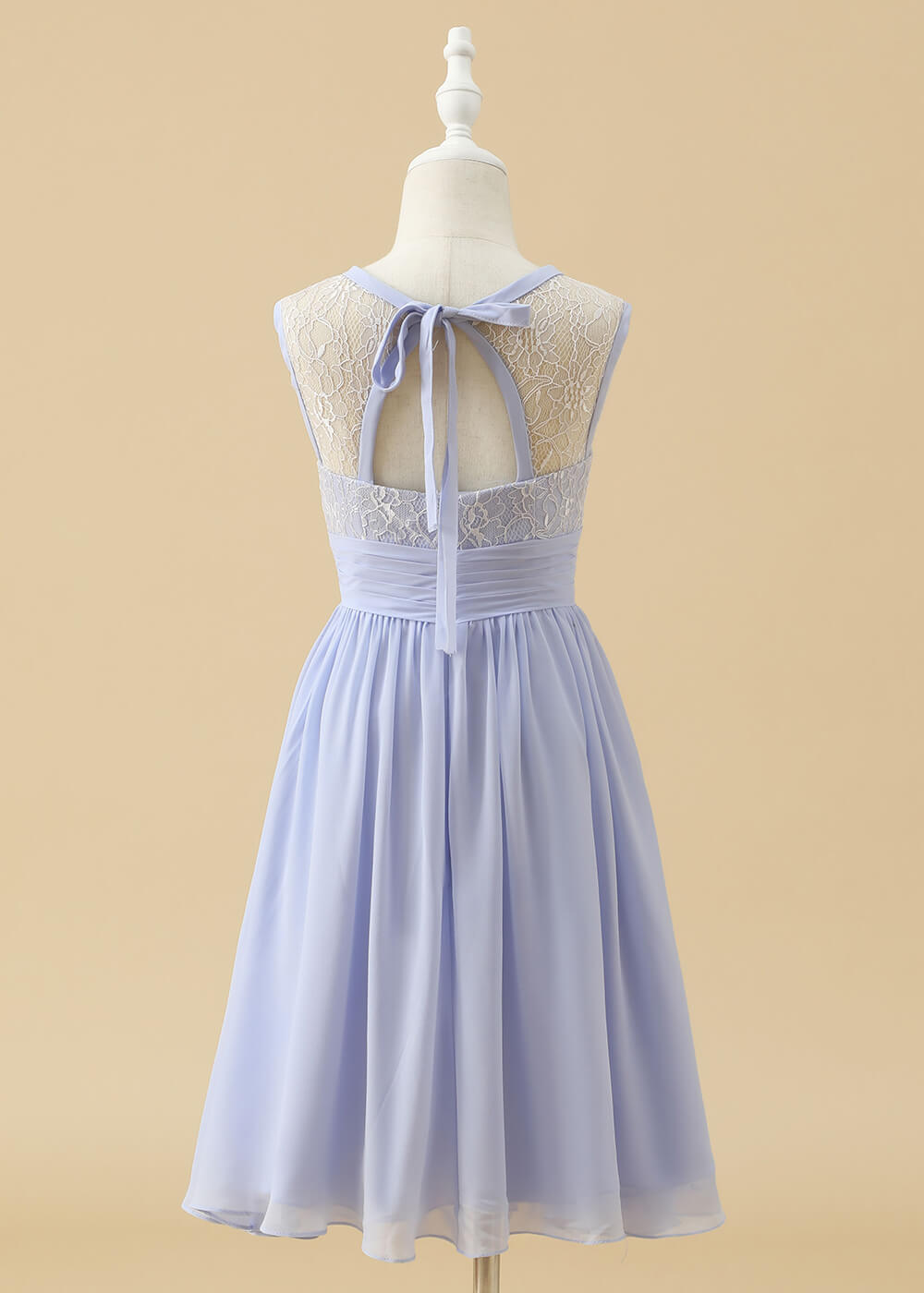 Boat Neck A-line Chiffon Midi Length Junior Bridesmaid Dress