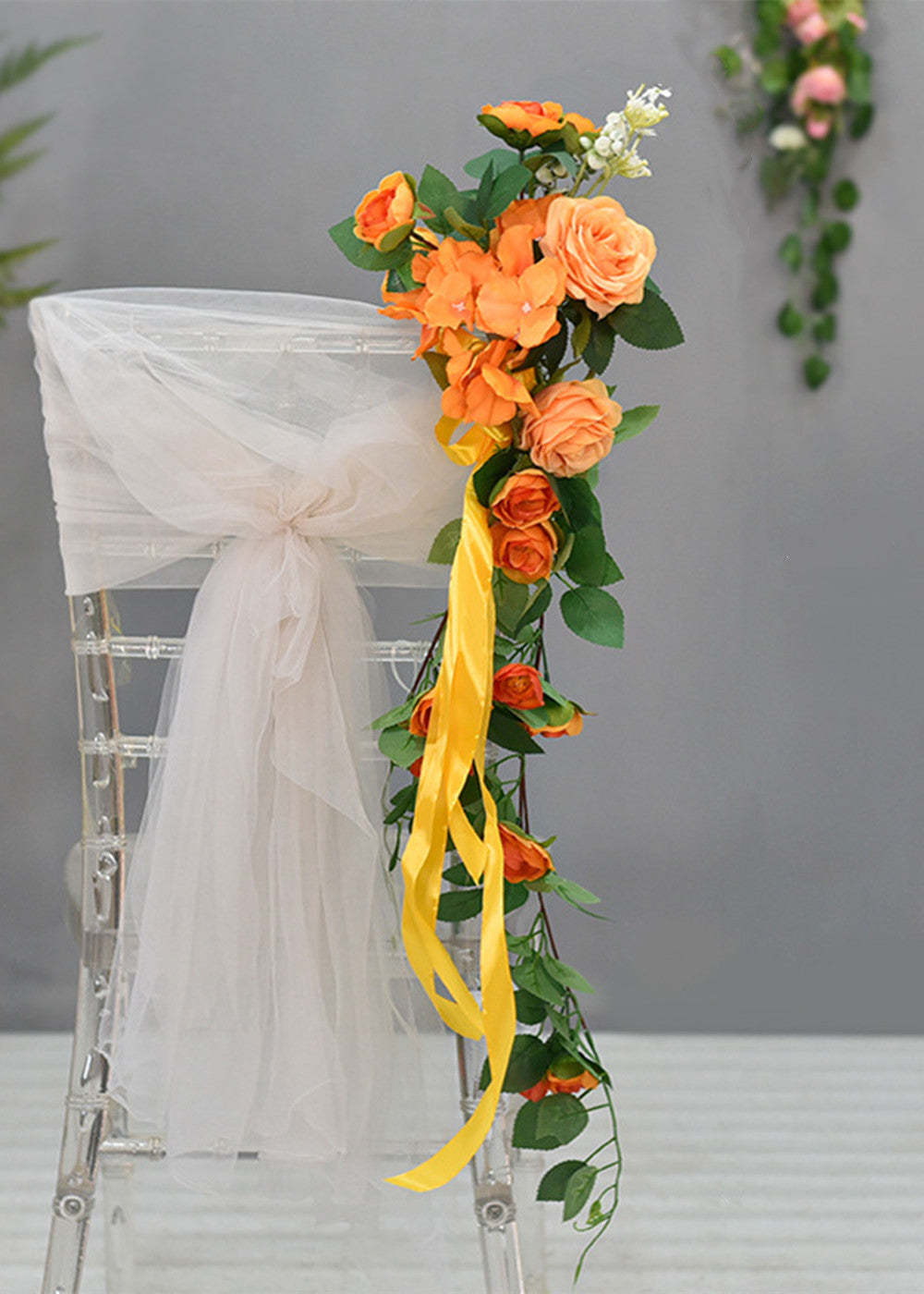 Artificial Wedding Flowers Chair Decor