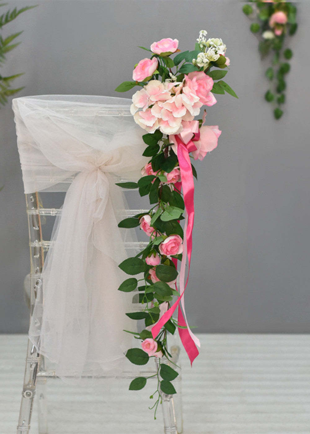 Artificial Wedding Flowers Chair Decor