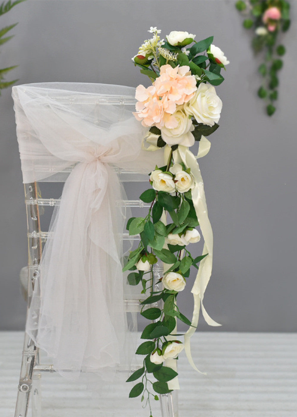 Artificial Wedding Flowers Chair Decor