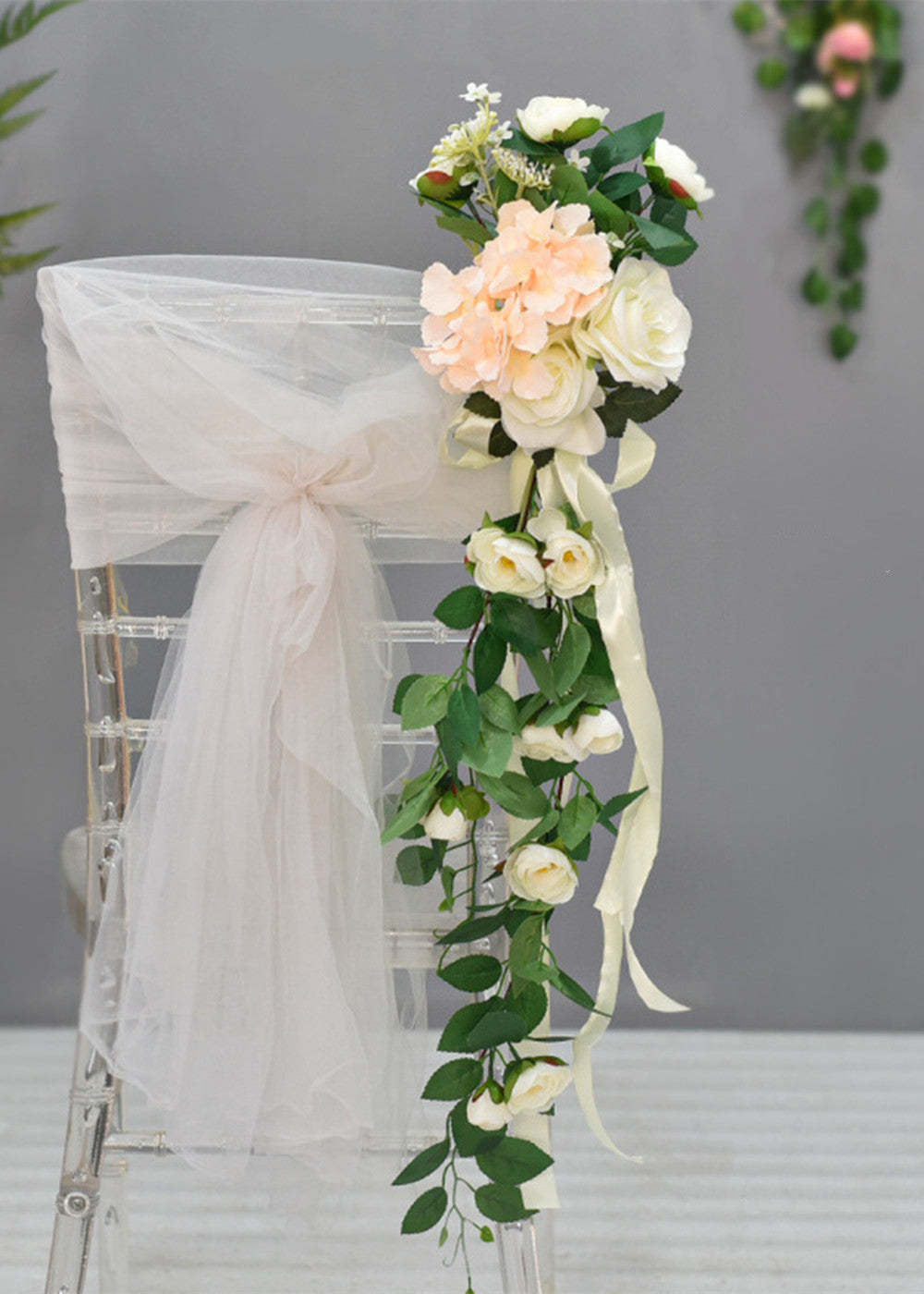 Artificial Wedding Flowers Chair Decor
