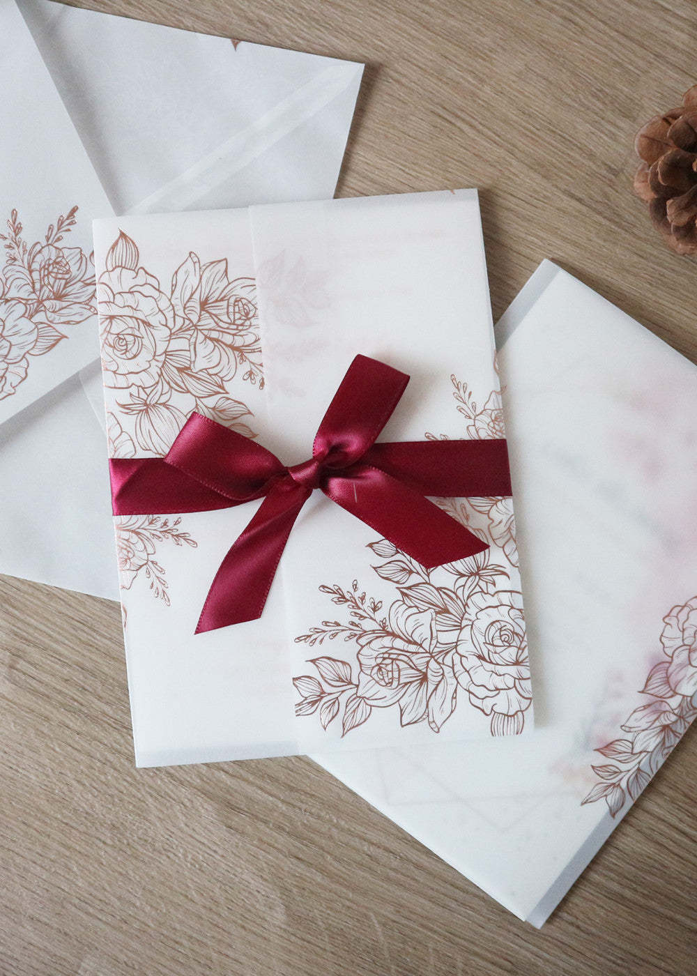 10 PCS Floral Burgundy Wedding Invitation