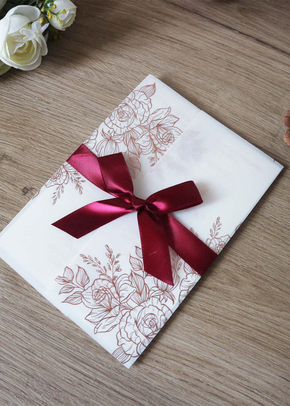 10 PCS Floral Burgundy Wedding Invitation
