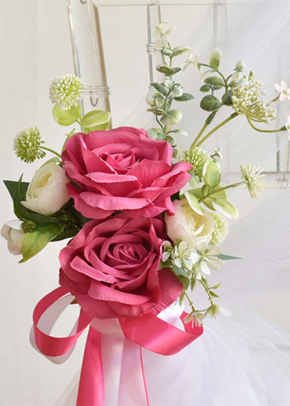 2 PCS Wedding Aisle Decoration Pew Flowers (with tulle )