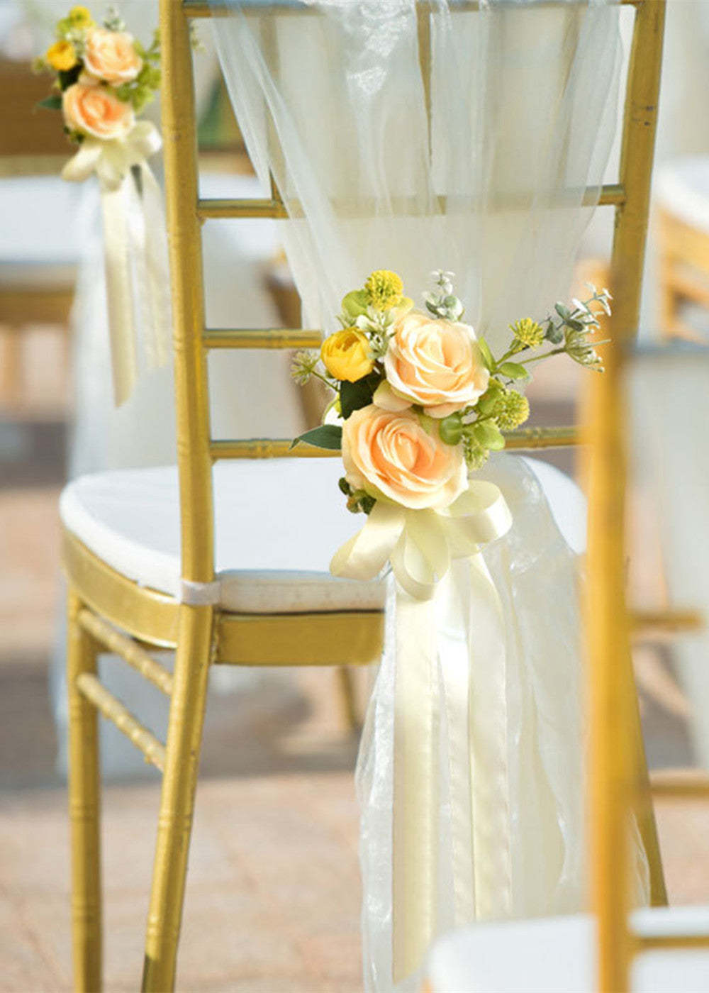 2 PCS Wedding Aisle Decoration Pew Flowers (with tulle )