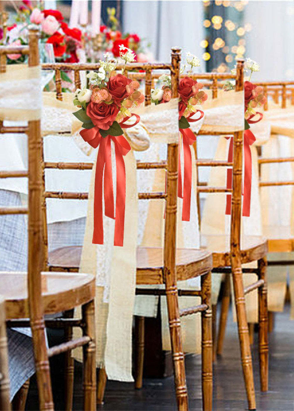 2 PCS Wedding Aisle Decoration Pew Flowers (with tulle )