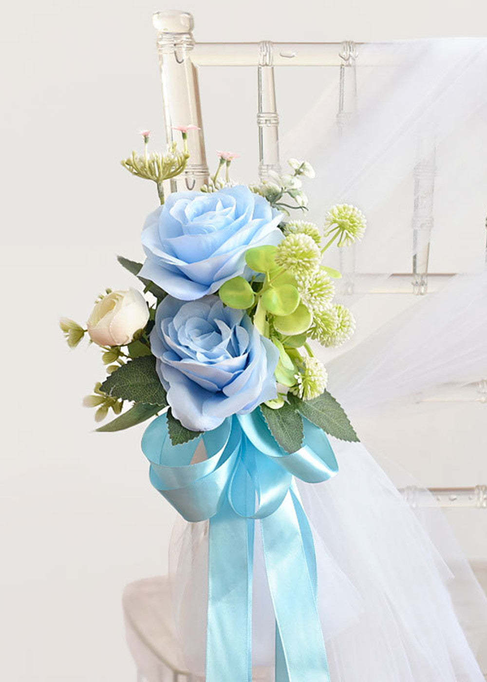 2 PCS Wedding Aisle Decoration Pew Flowers (with tulle )