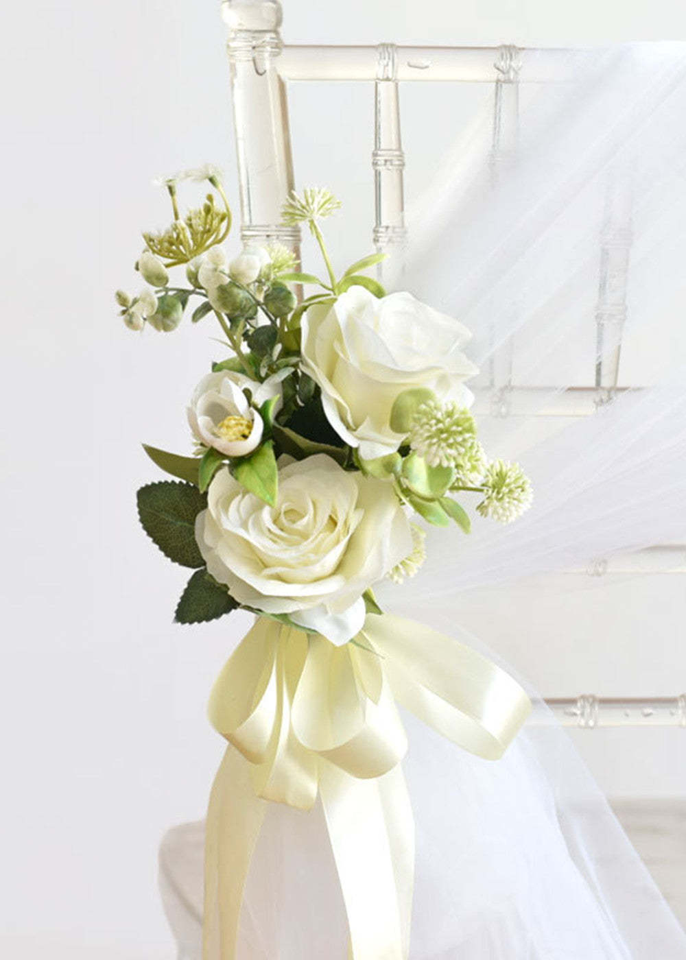 2 PCS Wedding Aisle Decoration Pew Flowers (with tulle )