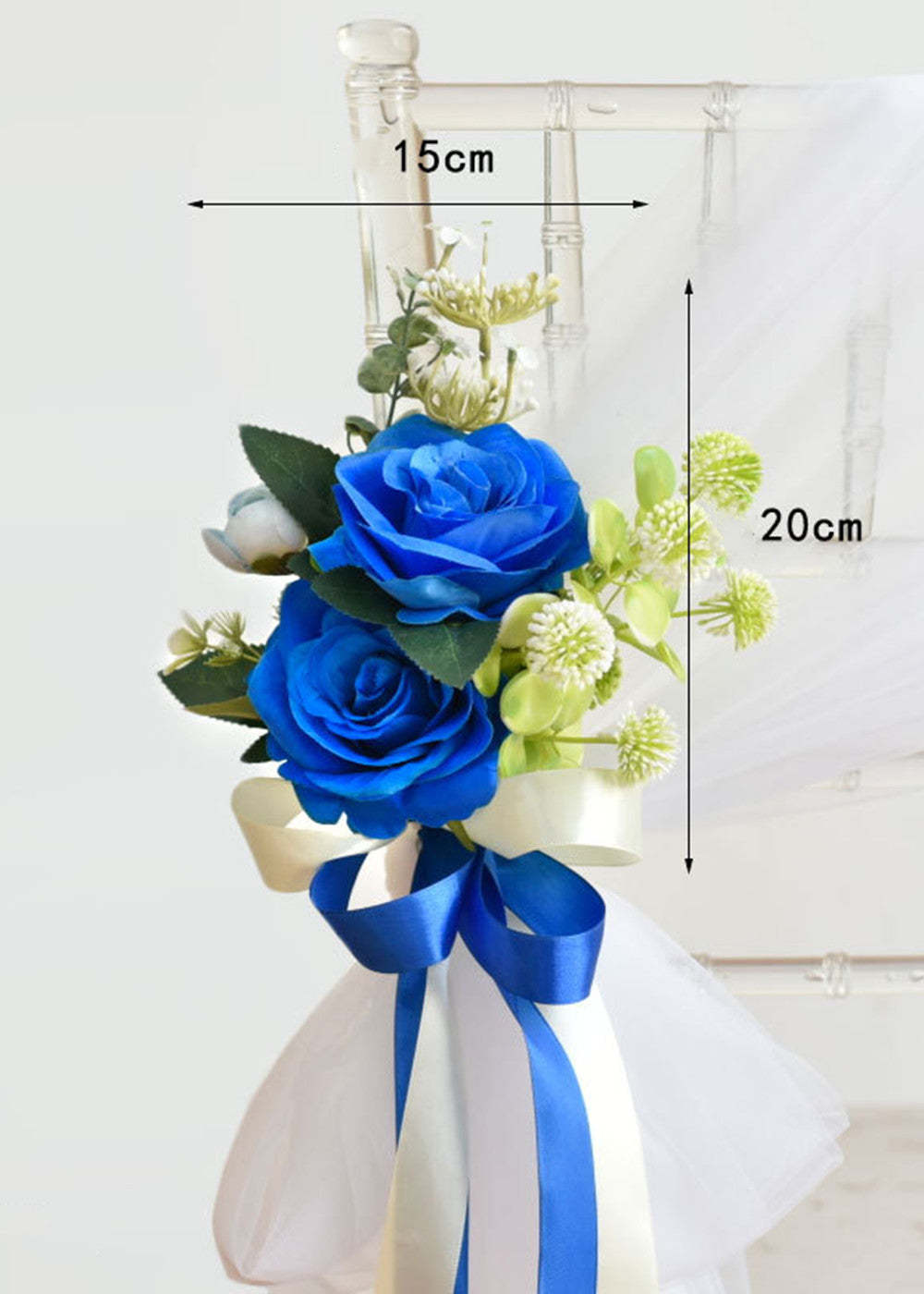2 PCS Wedding Aisle Decoration Pew Flowers (with tulle )