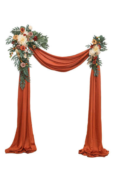 Wedding Archway Flowers Set, Orange Wedding Archway Flower with Pampas Grass/ Wedding Floral Arch/ Wedding Swag Flower/ Floral Swag Arch